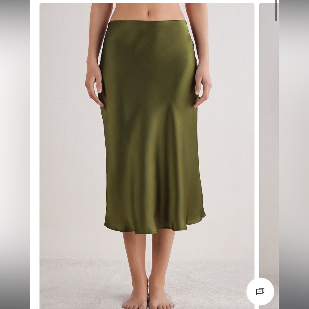 Intimissimi Sage Satin Midi Skirt